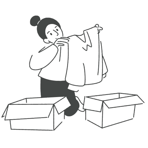 women sorting clothes